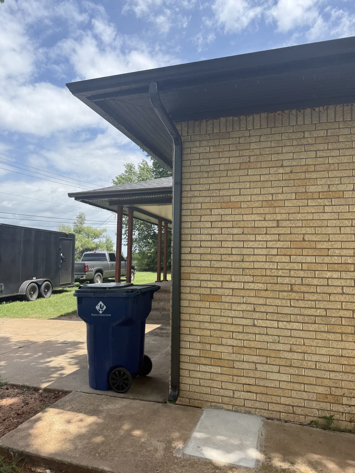 New seamless gutters on a brick home in Stillwater, OK